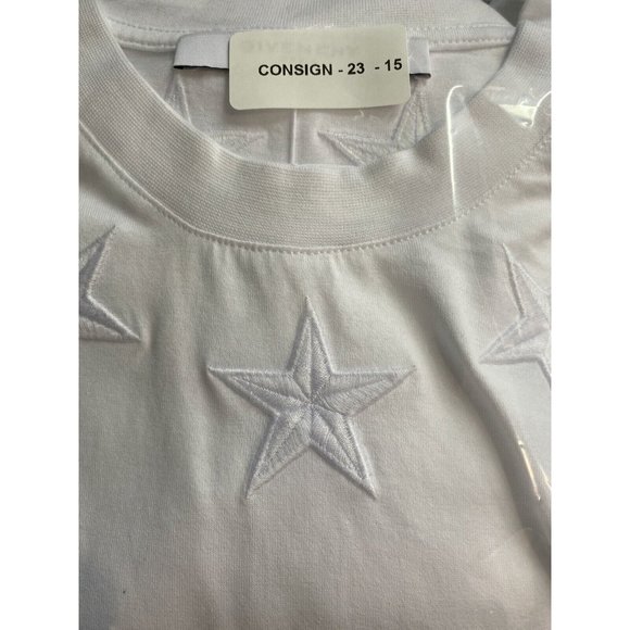Givenchy Mens T Shirt Small White Embroidered Star Neck Columbian Fit Cotton Top - Picture 8 of 8